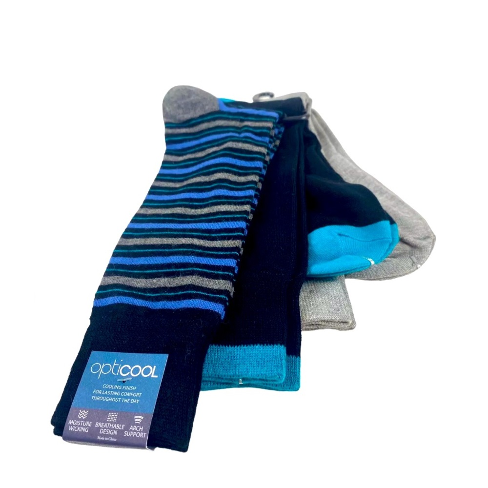Opti Cool Assorted Colors Cooling Moisture Control Crew Socks Size 6-12 New